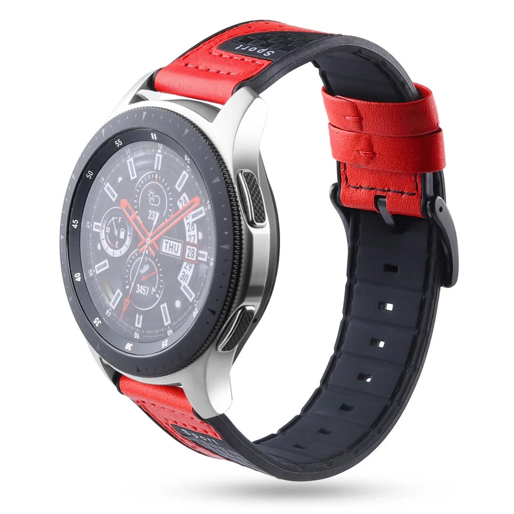 22mm Carbon Fiber Leather Coated Silicone Watch Strap for Huawei Watch GT2/Galaxy Watch 46mm etc. - Red - 2