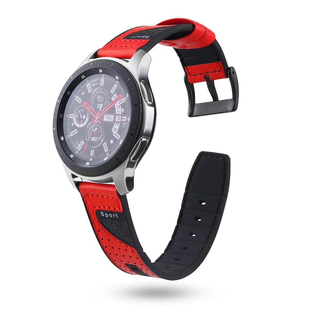 22mm Carbon Fiber Leather Coated Silicone Watch Strap for Huawei Watch GT2/Galaxy Watch 46mm etc. - Red - 3