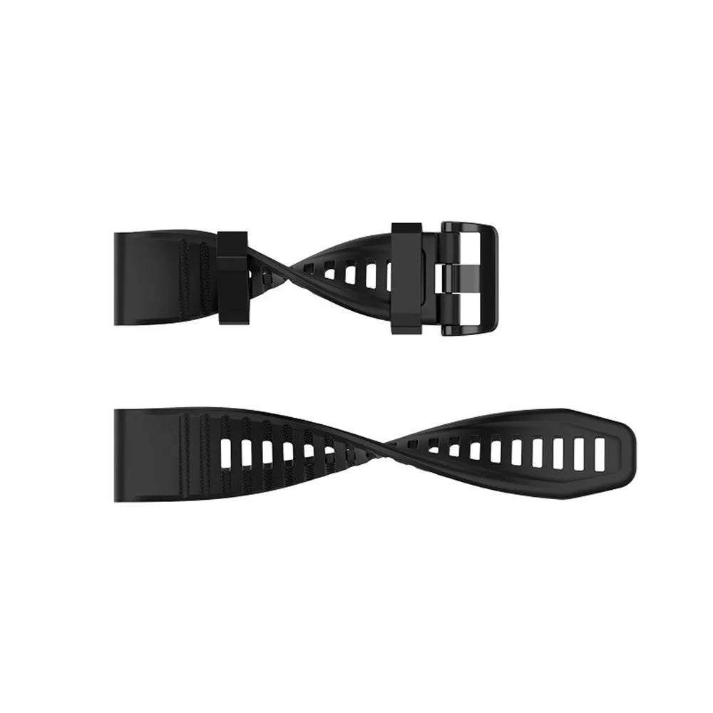 Stylish Silicone Sport Watch Band Adjustable Wrist Strap with Black Buckle for Garmin Fenix 6 Pro 22mm - Black - 3