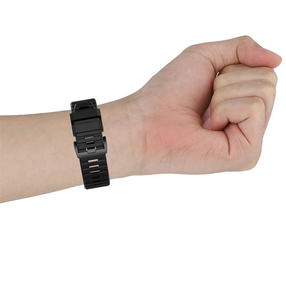 Stylish Silicone Sport Watch Band Adjustable Wrist Strap with Black Buckle for Garmin Fenix 6 Pro 22mm - Black - 6