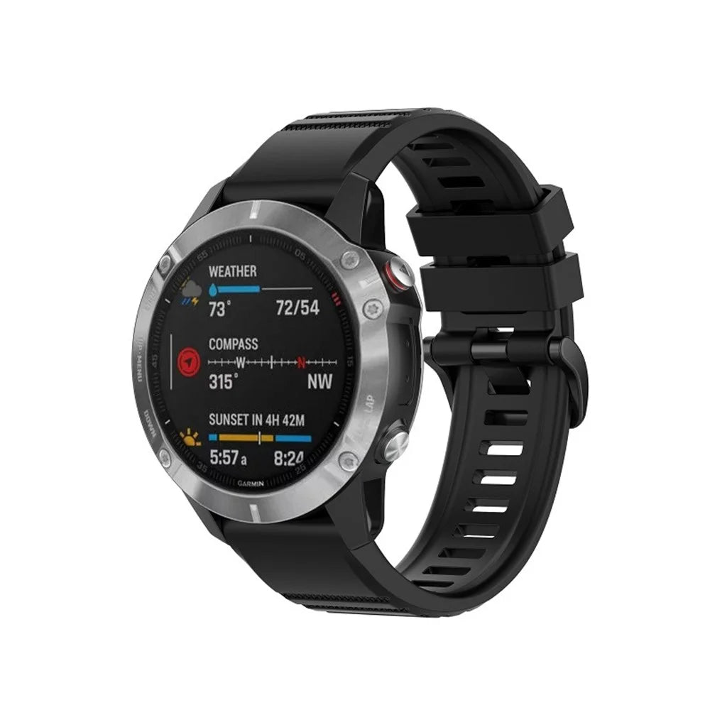 26mm Silicone Sport Watchband with Black Buckle for Garmin Fenix 6X Pro - Black - 2