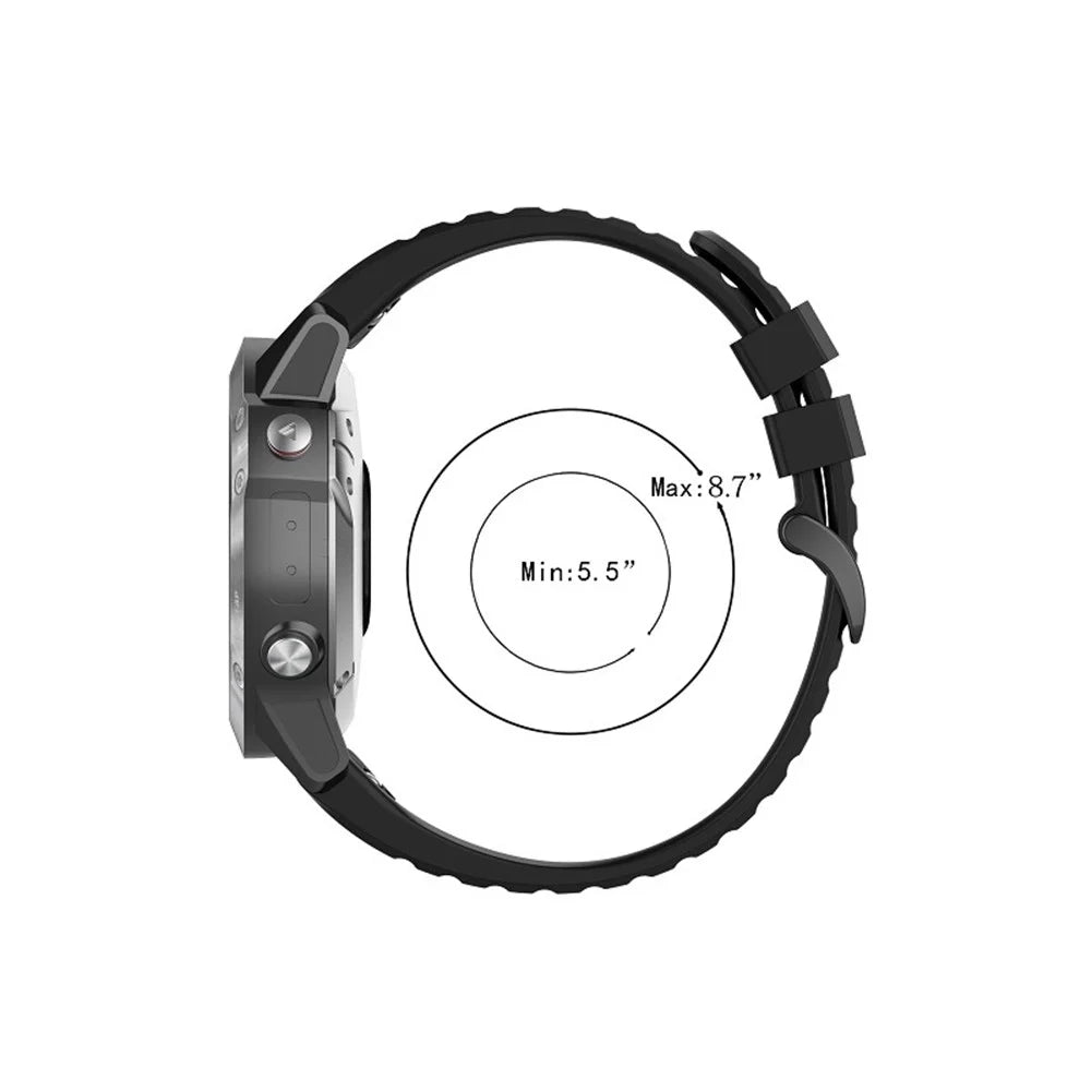 26mm Silicone Sport Watchband with Black Buckle for Garmin Fenix 6X Pro - Black - 4