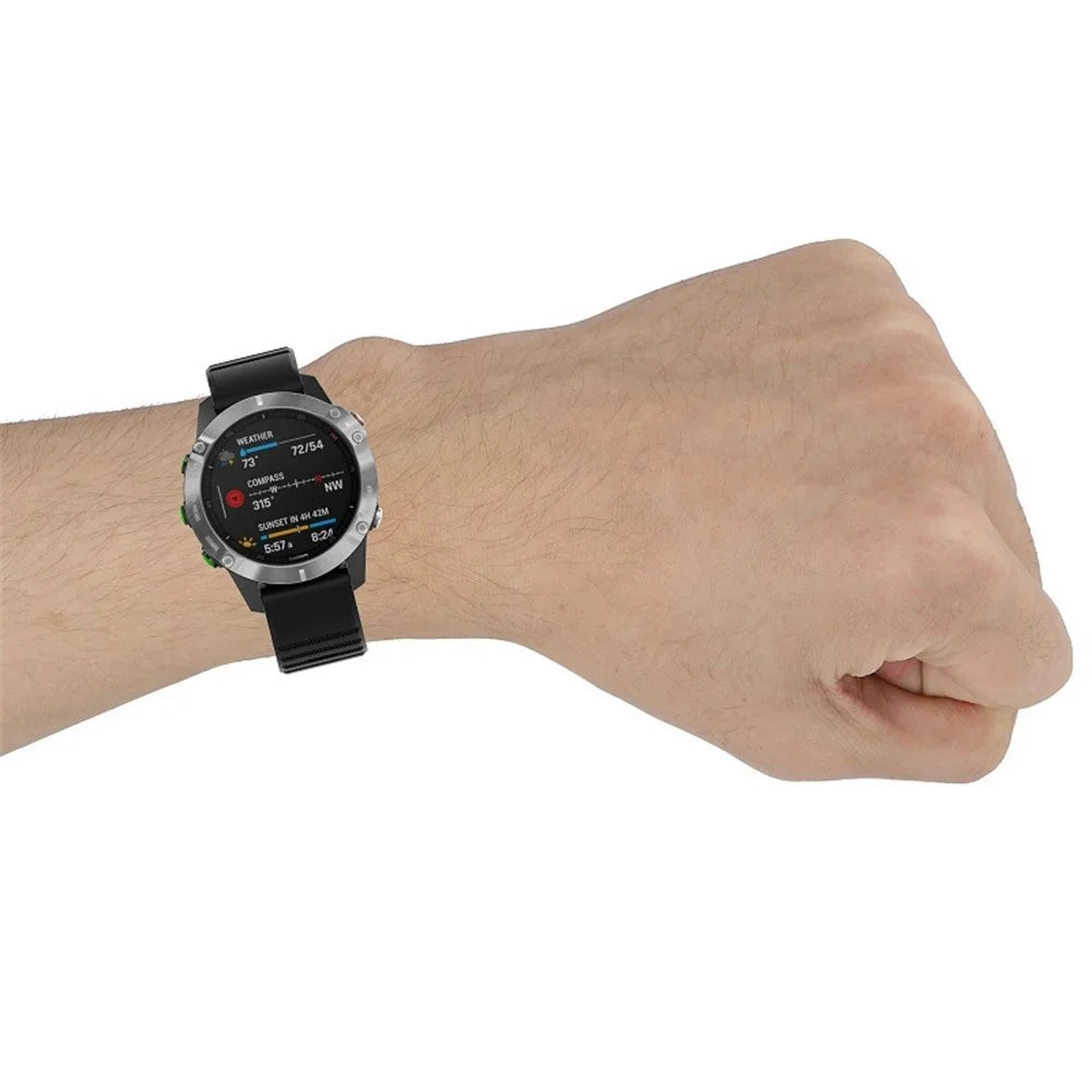 26mm Silicone Sport Watchband with Black Buckle for Garmin Fenix 6X Pro - Black - 5