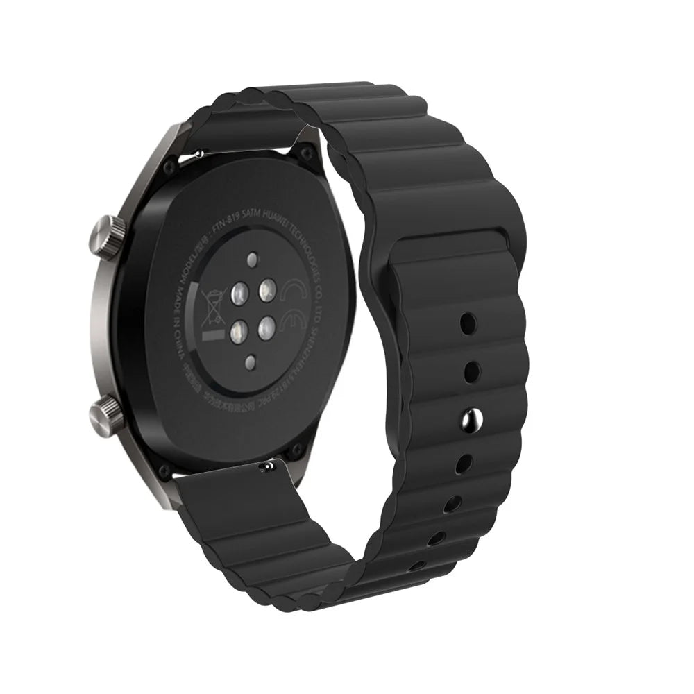 22mm Reverse Buckle Silicone Watchband for Samsung Gear S3/Galaxy Watch 46mm/Huawei GT2 46mm/Huami Amazfit 1/2 - Black - 1