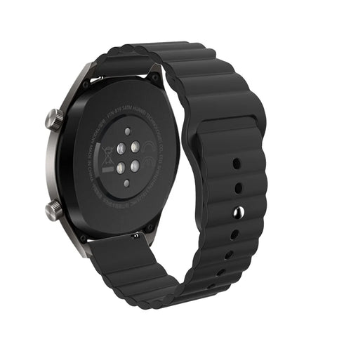 22mm Reverse Buckle Silicone Watchband for Samsung Gear S3/Galaxy Watch 46mm/Huawei GT2 46mm/Huami Amazfit 1/2 - Black - 1