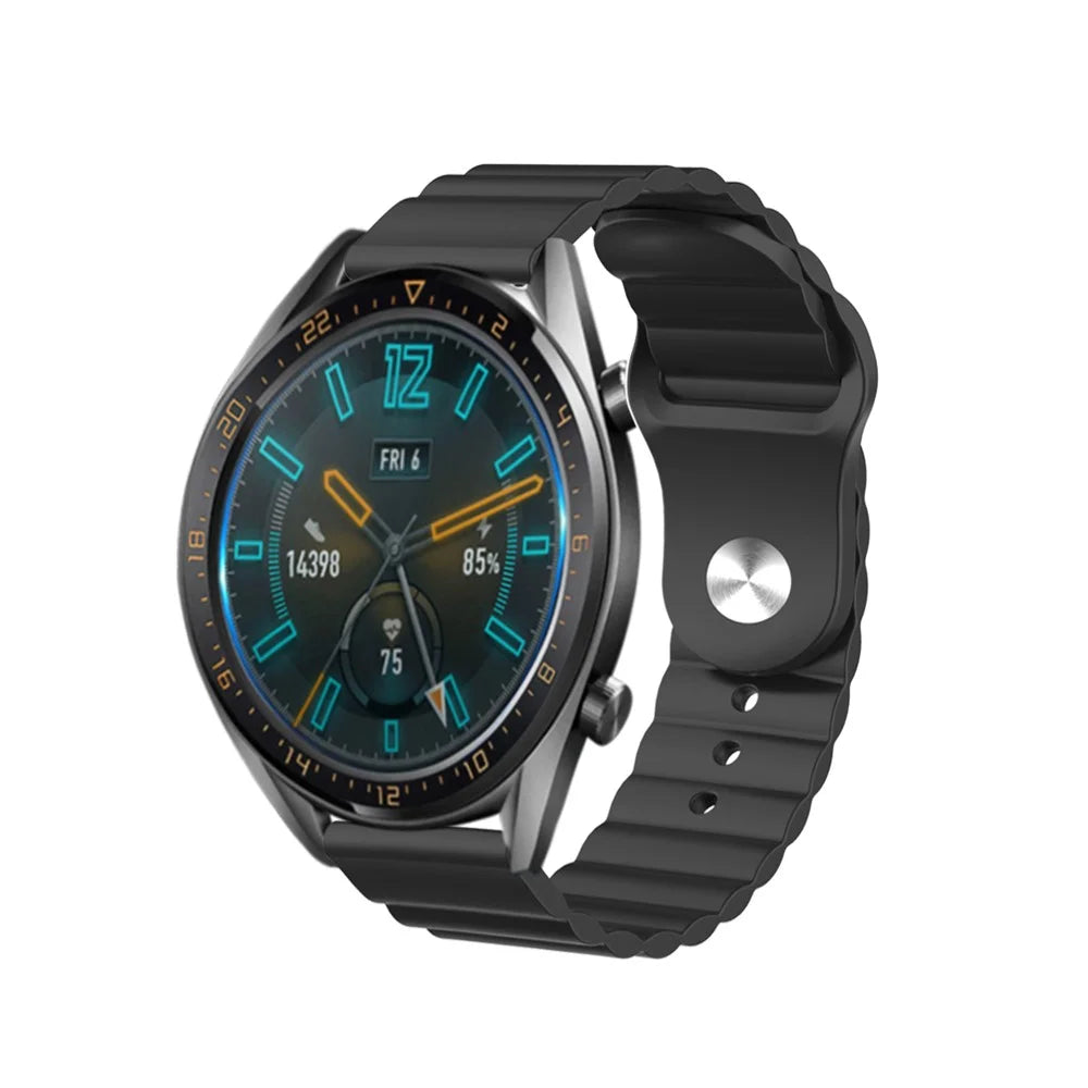 22mm Reverse Buckle Silicone Watchband for Samsung Gear S3/Galaxy Watch 46mm/Huawei GT2 46mm/Huami Amazfit 1/2 - Black - 2