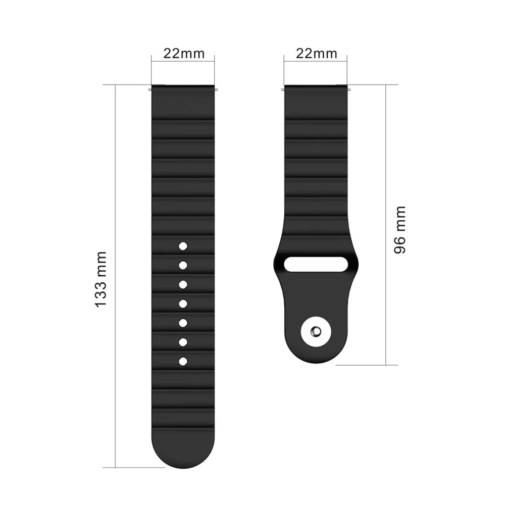 22mm Reverse Buckle Silicone Watchband for Samsung Gear S3/Galaxy Watch 46mm/Huawei GT2 46mm/Huami Amazfit 1/2 - Black - 3