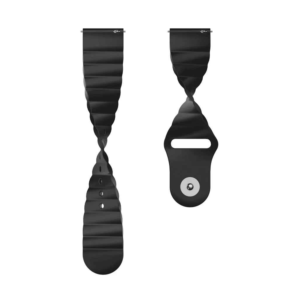 22mm Reverse Buckle Silicone Watchband for Samsung Gear S3/Galaxy Watch 46mm/Huawei GT2 46mm/Huami Amazfit 1/2 - Black - 6