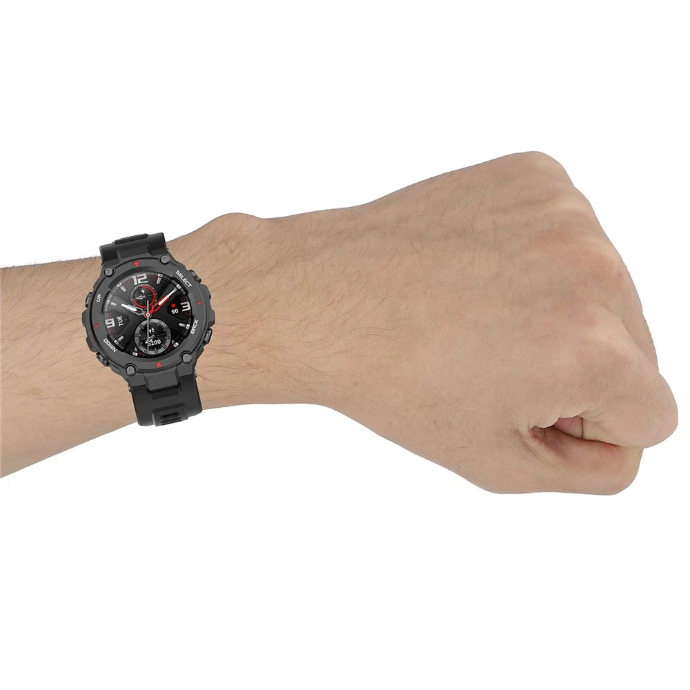 Silicone Watch Band Wrist Strap for Huami Amazfit T-Rex / Amazfit T-Rex Pro - Black - 7