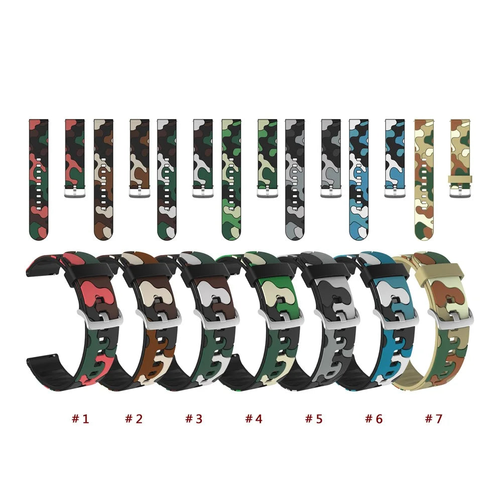 20mm Camouflage Skin Flexible Silicone Watch Strap for Huami Amazfit Watch Youth Version/GT2 42mm - Grey - 3