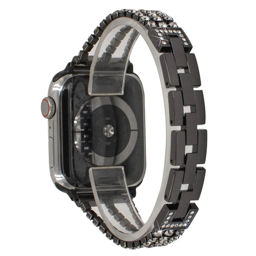Rhinestone Decor Aluminum Alloy Watch Strap Accessory for Apple Watch Series 11 10 42mm / 9 8 7 41mm / SE3 SE2 SE 6 5 4 40mm / 3 2 1 38mm - Black - 1