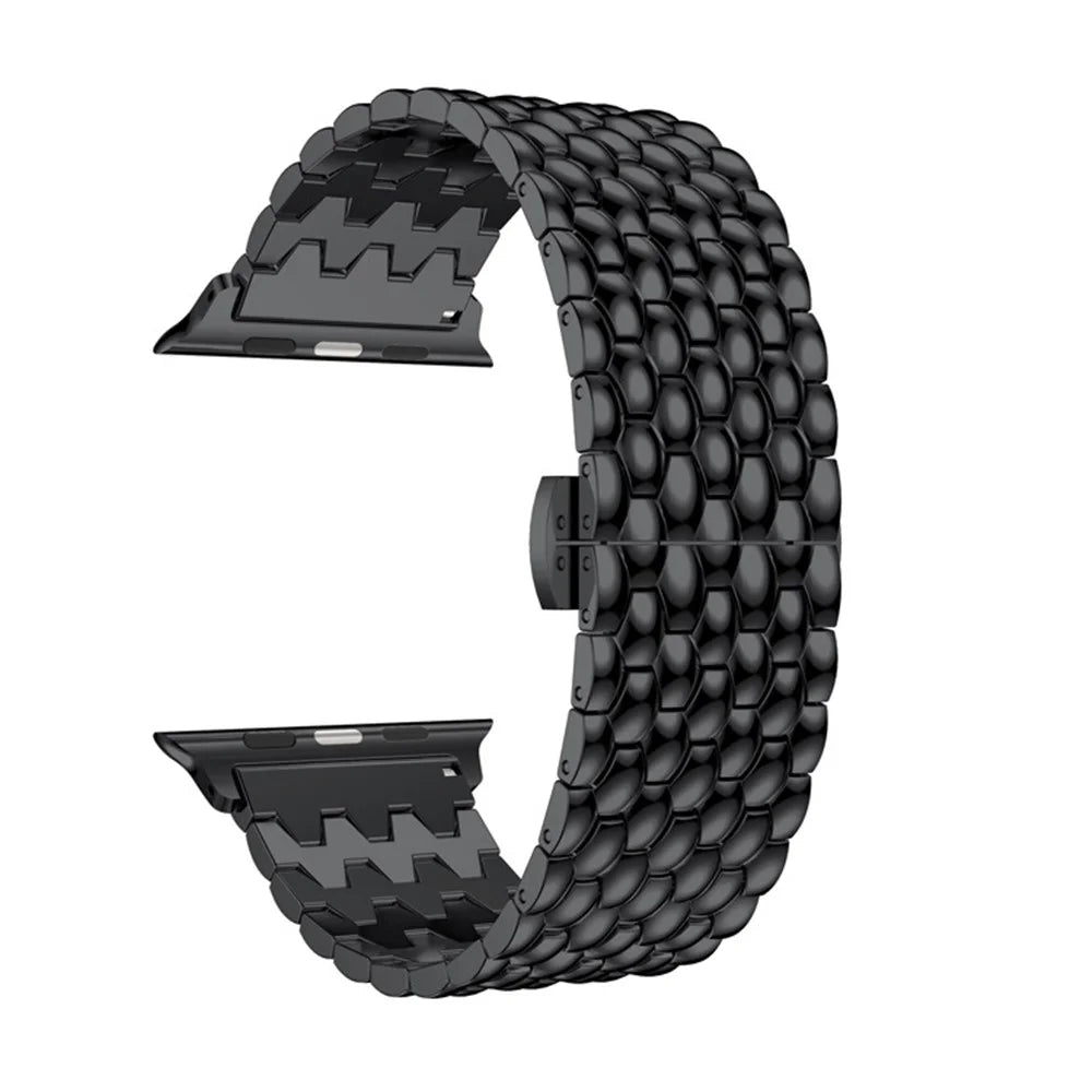 For Apple Watch Ultra 3 2 1 49mm / Series 11 10 46mm / 9 8 7 45mm / SE3 SE2 SE 6 5 4 44mm / 3 2 1 42mm Aluminum Alloy Band Watch Strap - Black - 1