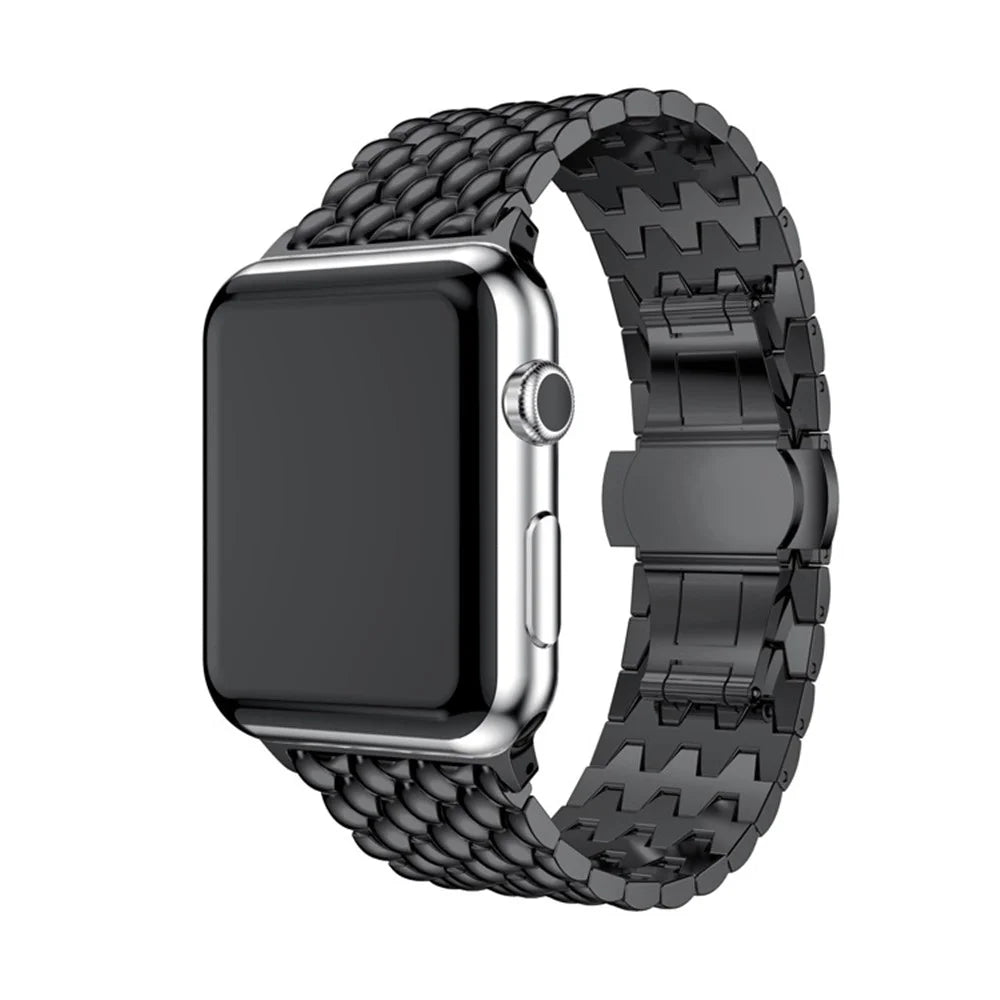 For Apple Watch Ultra 3 2 1 49mm / Series 11 10 46mm / 9 8 7 45mm / SE3 SE2 SE 6 5 4 44mm / 3 2 1 42mm Aluminum Alloy Band Watch Strap - Black - 2