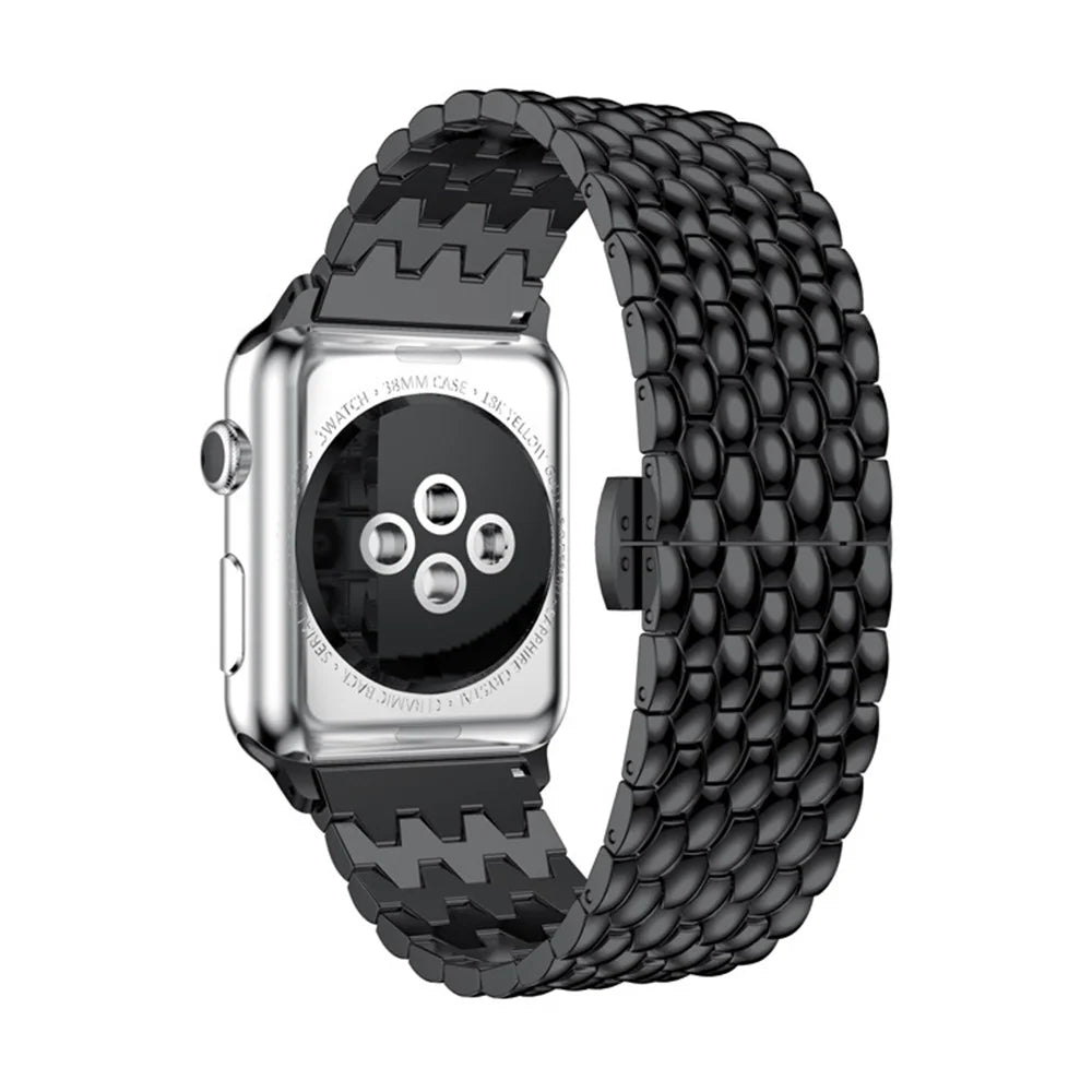 For Apple Watch Ultra 3 2 1 49mm / Series 11 10 46mm / 9 8 7 45mm / SE3 SE2 SE 6 5 4 44mm / 3 2 1 42mm Aluminum Alloy Band Watch Strap - Black - 3