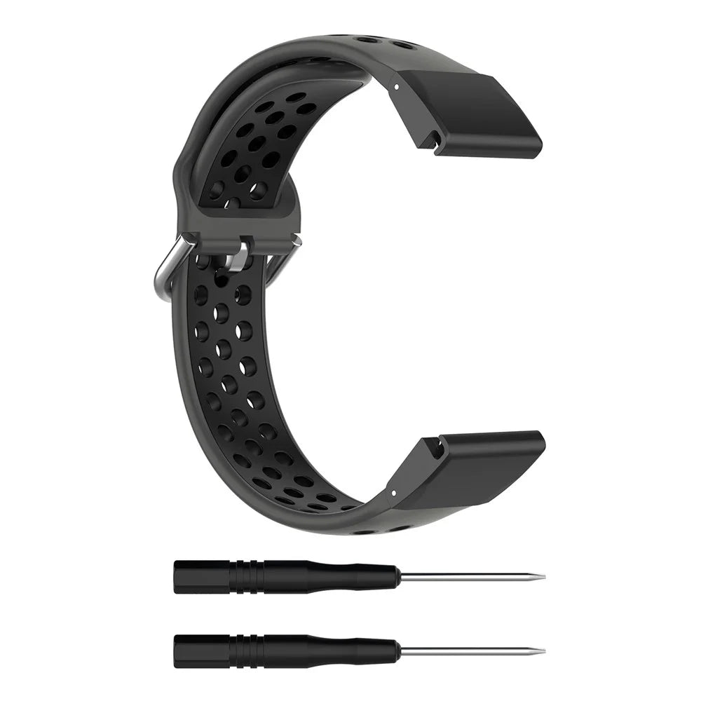 26mm Bi-Color Silicone Smart Watch Band for Garmin Fenix 8 51mm / Enduro 3 / Fenix 7X / Fenix 6X / Fenix 6X GPS / Fenix 6X Pro / Fenix 5X - Black - 1