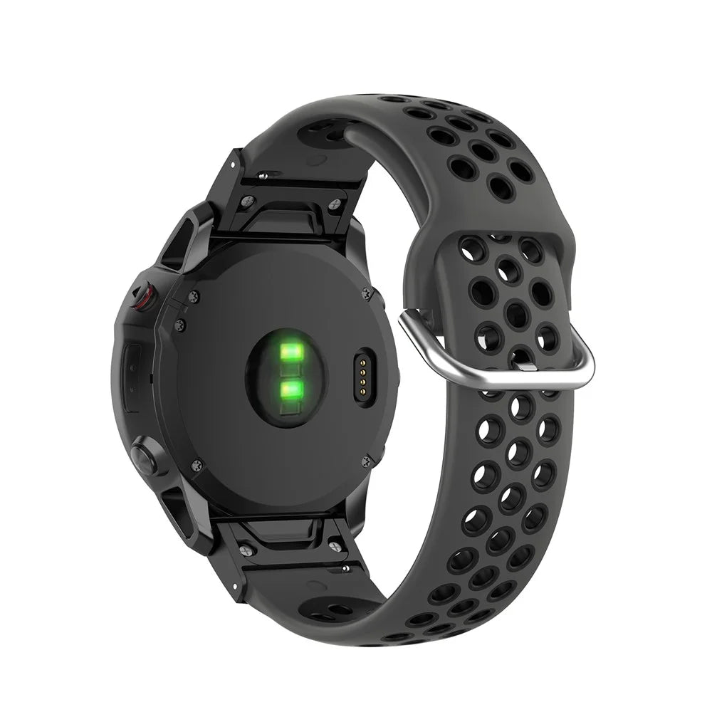 26mm Bi-Color Silicone Smart Watch Band for Garmin Fenix 8 51mm / Enduro 3 / Fenix 7X / Fenix 6X / Fenix 6X GPS / Fenix 6X Pro / Fenix 5X - Black - 2