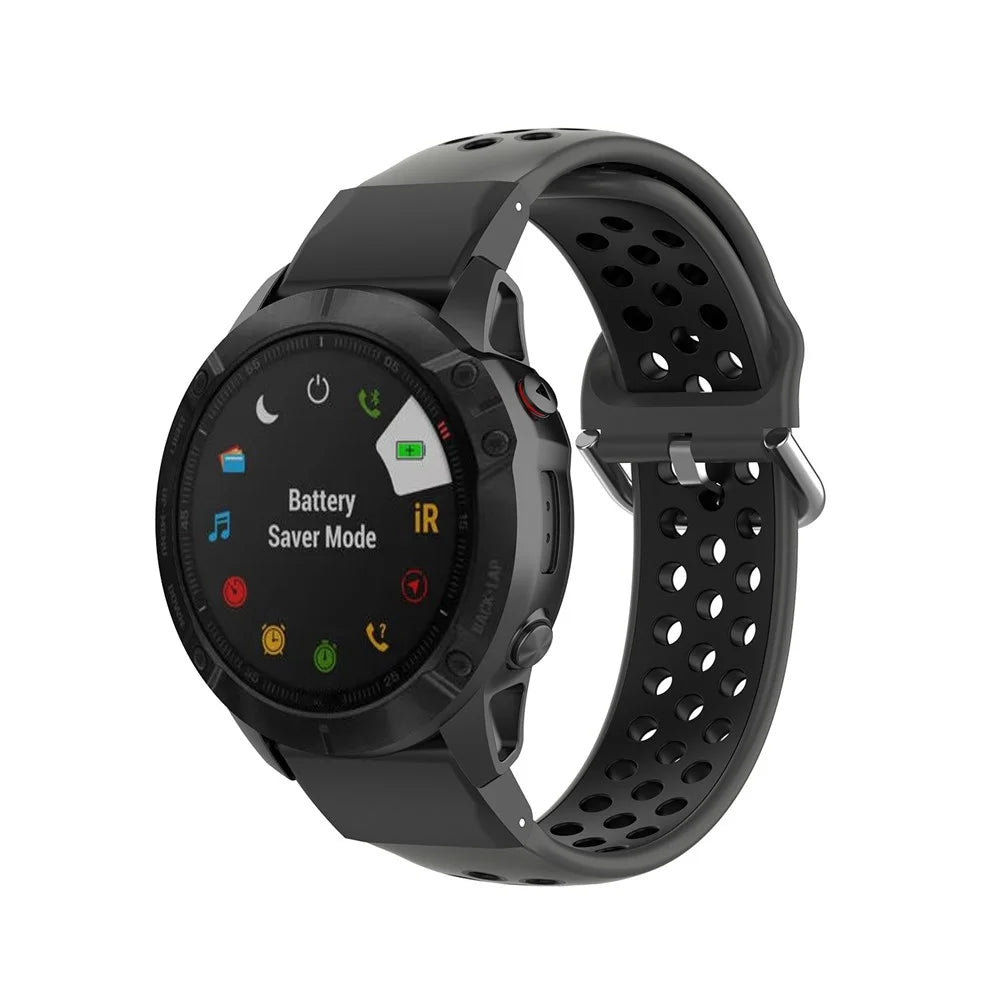 26mm Bi-Color Silicone Smart Watch Band for Garmin Fenix 8 51mm / Enduro 3 / Fenix 7X / Fenix 6X / Fenix 6X GPS / Fenix 6X Pro / Fenix 5X - Black - 3