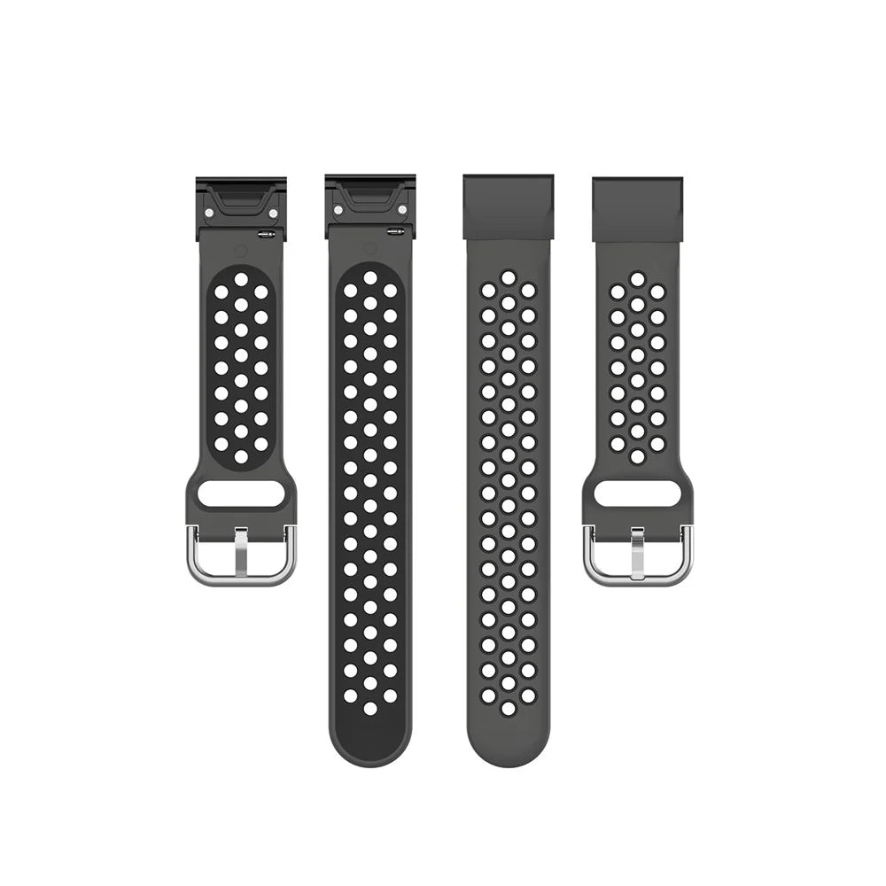 26mm Bi-Color Silicone Smart Watch Band for Garmin Fenix 8 51mm / Enduro 3 / Fenix 7X / Fenix 6X / Fenix 6X GPS / Fenix 6X Pro / Fenix 5X - Black - 6