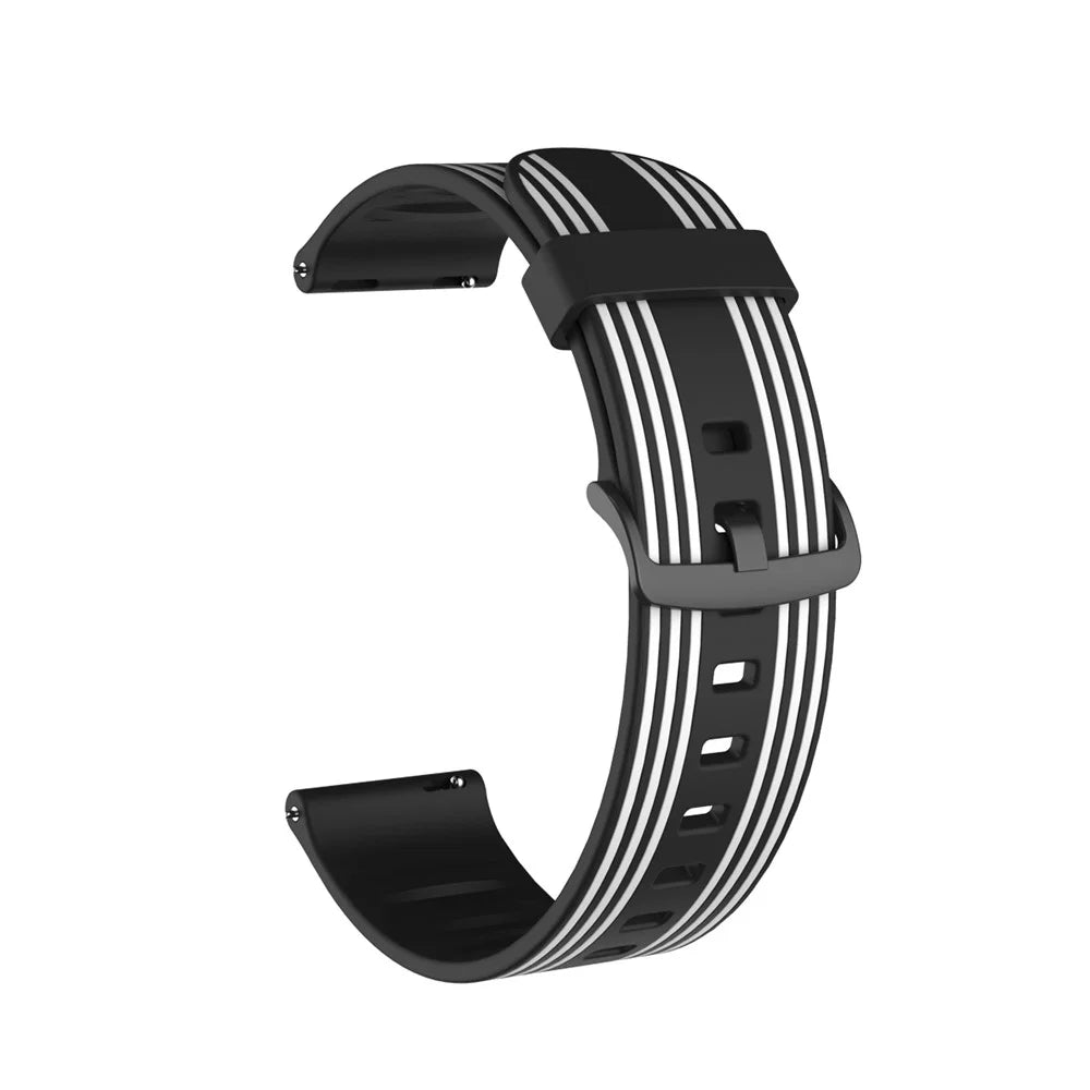 22mm Twill Color-blocking Silicone Strap for Samsung Gear S3/Galaxy Watch 46mm/Huawei GT2 46mm/Huami Amazfit Watch 1/2/GTR 47mm - Black/White - 1