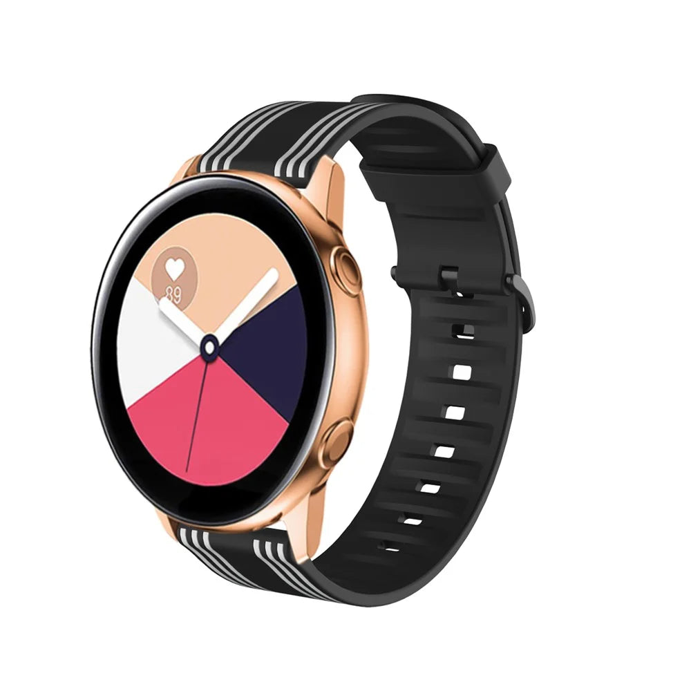 22mm Twill Color-blocking Silicone Strap for Samsung Gear S3/Galaxy Watch 46mm/Huawei GT2 46mm/Huami Amazfit Watch 1/2/GTR 47mm - Black/White - 2