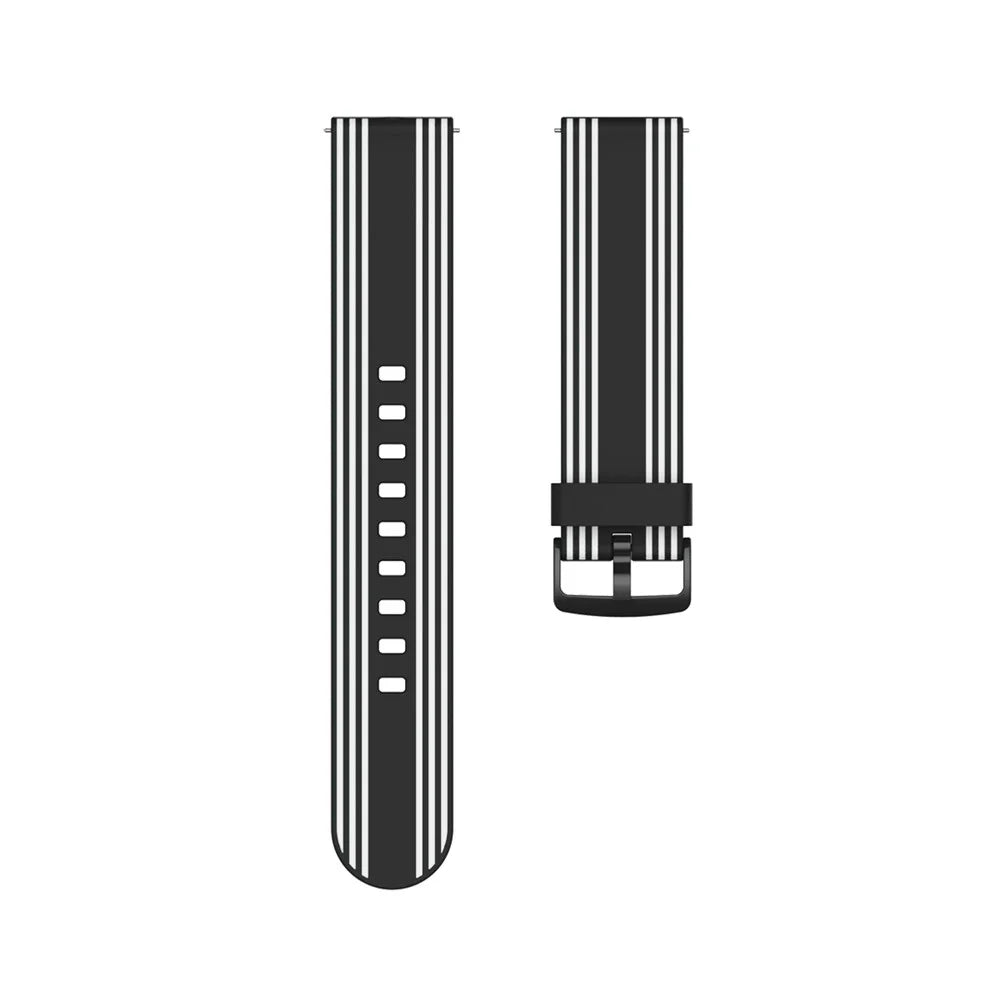 22mm Twill Color-blocking Silicone Strap for Samsung Gear S3/Galaxy Watch 46mm/Huawei GT2 46mm/Huami Amazfit Watch 1/2/GTR 47mm - Black/White - 3