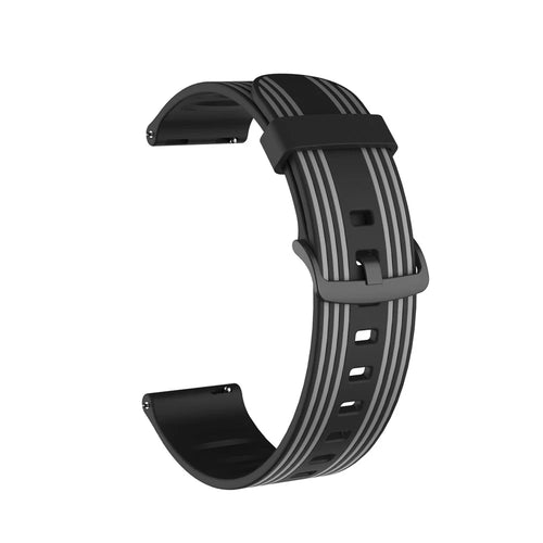 20mm Twill Color-blocking Silicone Band for Samsung Galaxy Watch Active1/2/Watch 42mm/Gear Sport/Huami Amazfit GTR 42mm/Bip GTS/Garmin Vivoactive 3/Move HR/Huawei Watch GT2 42mm - Black/Grey - 1