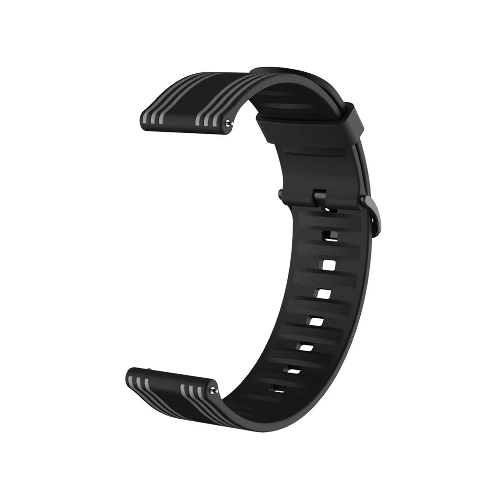 20mm Twill Color-blocking Silicone Band for Samsung Galaxy Watch Active1/2/Watch 42mm/Gear Sport/Huami Amazfit GTR 42mm/Bip GTS/Garmin Vivoactive 3/Move HR/Huawei Watch GT2 42mm - Black/Grey - 2