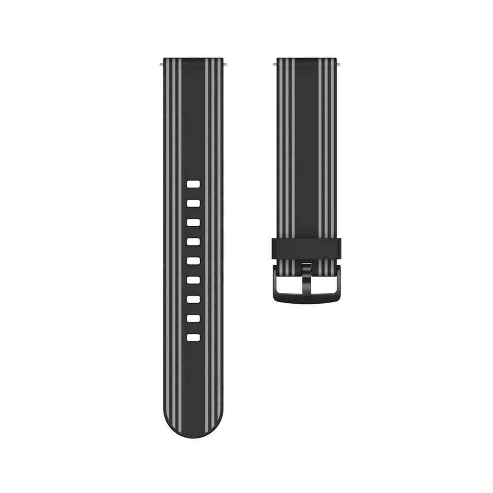 20mm Twill Color-blocking Silicone Band for Samsung Galaxy Watch Active1/2/Watch 42mm/Gear Sport/Huami Amazfit GTR 42mm/Bip GTS/Garmin Vivoactive 3/Move HR/Huawei Watch GT2 42mm - Black/Grey - 4