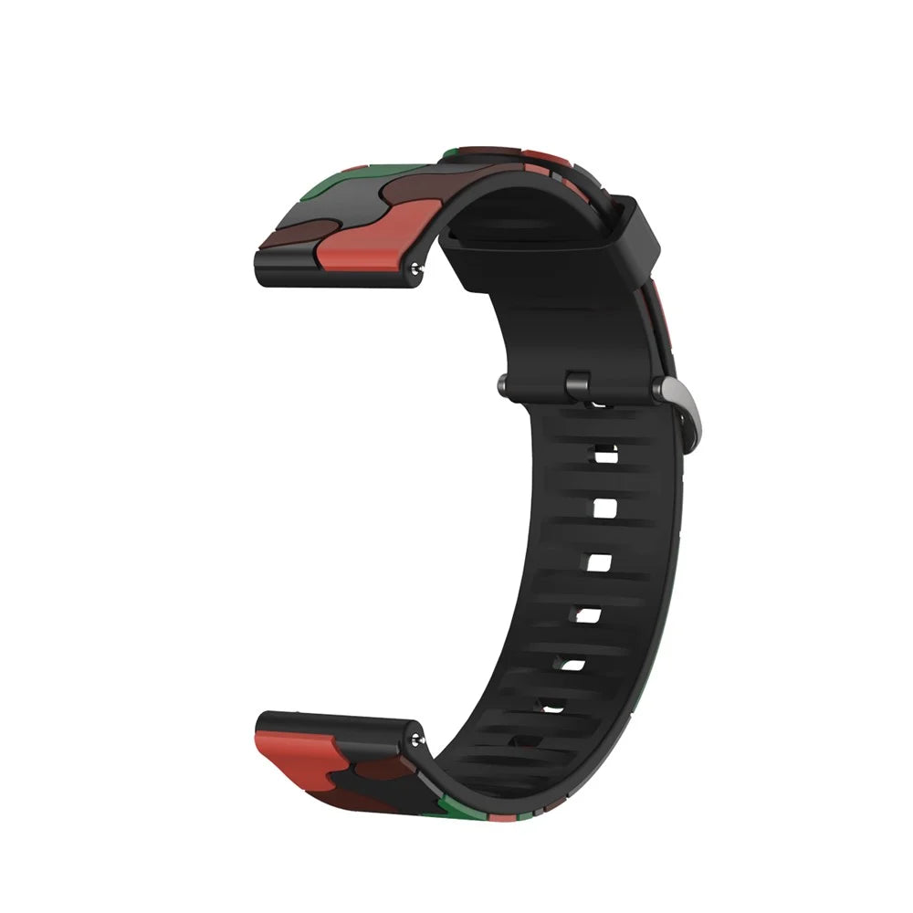 22mm Camouflage Skin Flexible Silicone Watch Band for Samsung Gear S3/Galaxy Watch 46mm/Huawei GT2 46mm/Huami Amazfit Watch 1/2/GTR 47mm - Red - 3