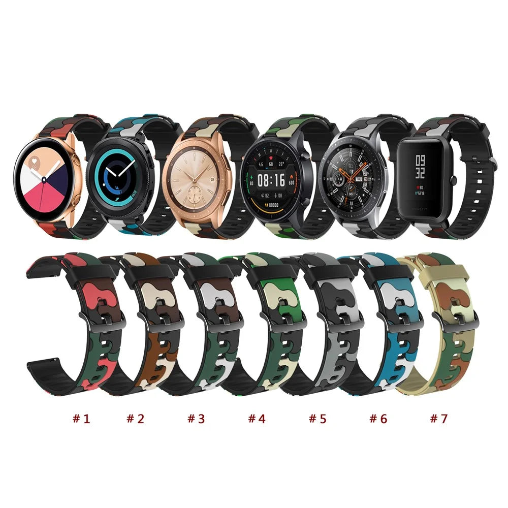 22mm Camouflage Skin Flexible Silicone Watch Band for Samsung Gear S3/Galaxy Watch 46mm/Huawei GT2 46mm/Huami Amazfit Watch 1/2/GTR 47mm - Red - 5