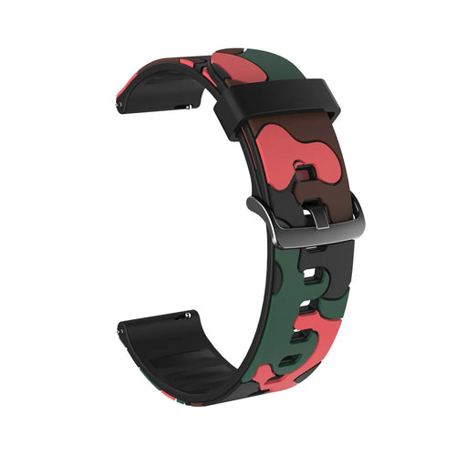 20mm Camouflage Skin Silicone Watch Band for Samsung Galaxy Watch Active1/2/Watch 42mm/Gear Sport/Huami Amazfit GTR 42mm/Bip GTS/Garmin Vivoactive 3/Move HR/Huawei Watch GT2 42mm - Red - 1