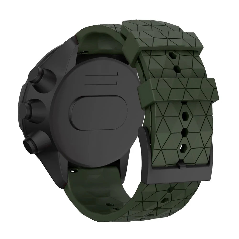 24mm Rhombic Grain Silicone Smart Watch Replacement Strap for Suunto 7/9/9 Baro/D5 - Green - 3
