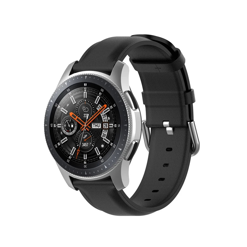 22mm Genuine Leather Watch Band for Samsung Galaxy Watch 46mm/Gear S3/Huawei Watch GT 2e/GT 42mm, 46mm/GT2 46mm/Huawei Watch 3/Watch 3 Pro, Smart Watch Strap Replacement - Black - 2