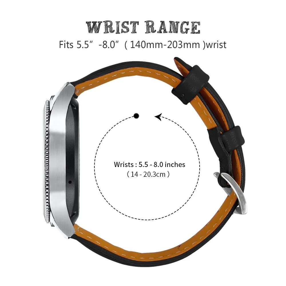 20mm Genuine Leather Watch Strap Replacement for Samsung Galaxy Watch Active / Active 2 / Gear S3 Classic / S3 Frontier / Huami Amazfit Smart Watch Youth Edition/Sport Edition - Black - 4