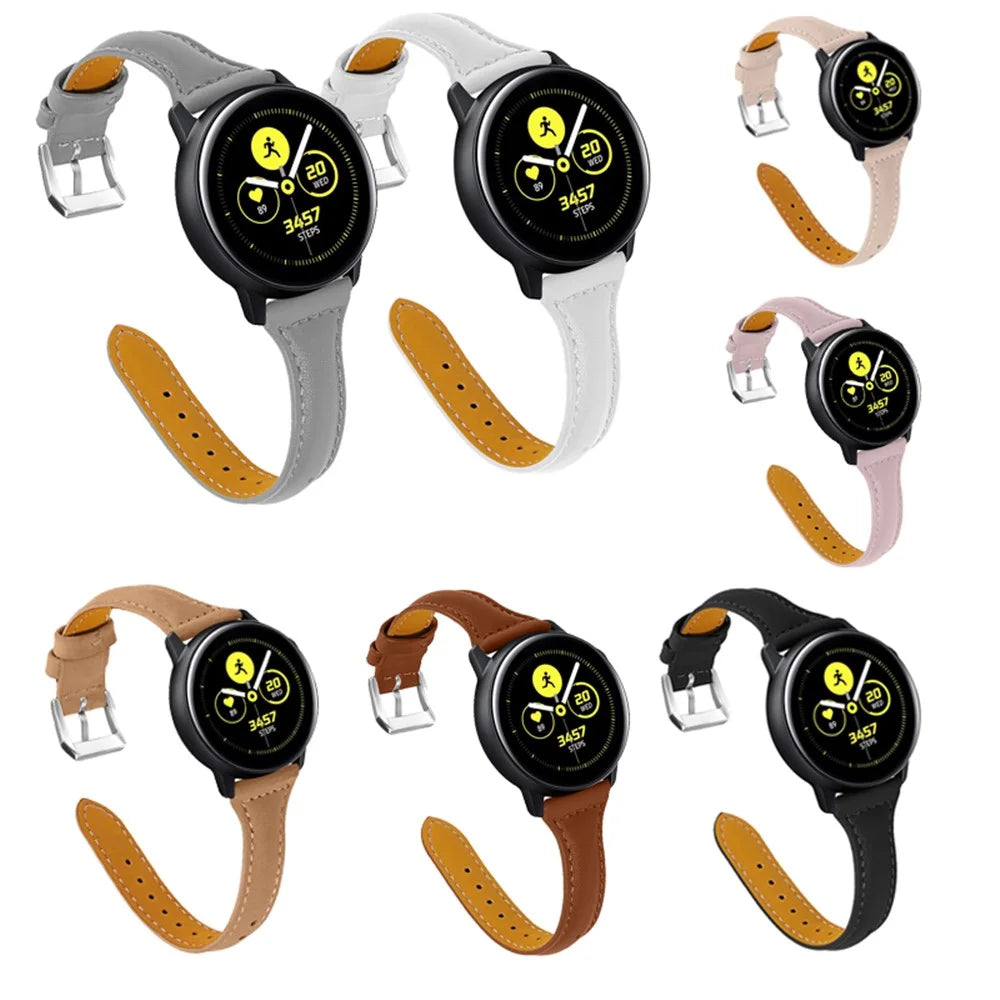 20mm Genuine Leather Watch Strap Replacement for Samsung Galaxy Watch Active / Active 2 / Gear S3 Classic / S3 Frontier / Huami Amazfit Smart Watch Youth Edition/Sport Edition - Black - 6