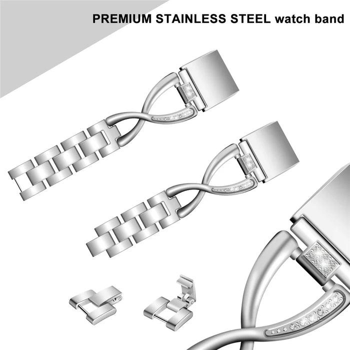 Diamond Decor Zinc Alloy Chain Watch Strap for Fitbit Charge 2 - Silver - 1