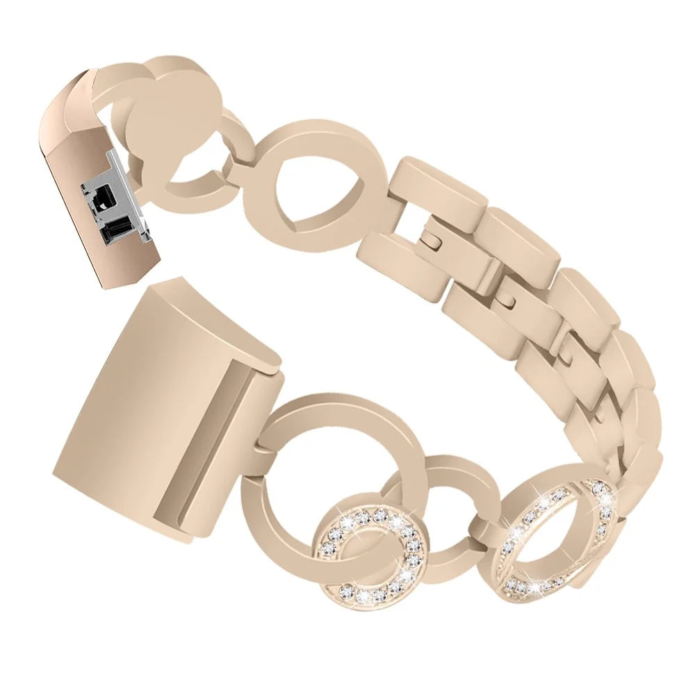 Zinc Alloy with Diamond Chain Watch Strap for Fitbit Charge 2 - Gold - 1