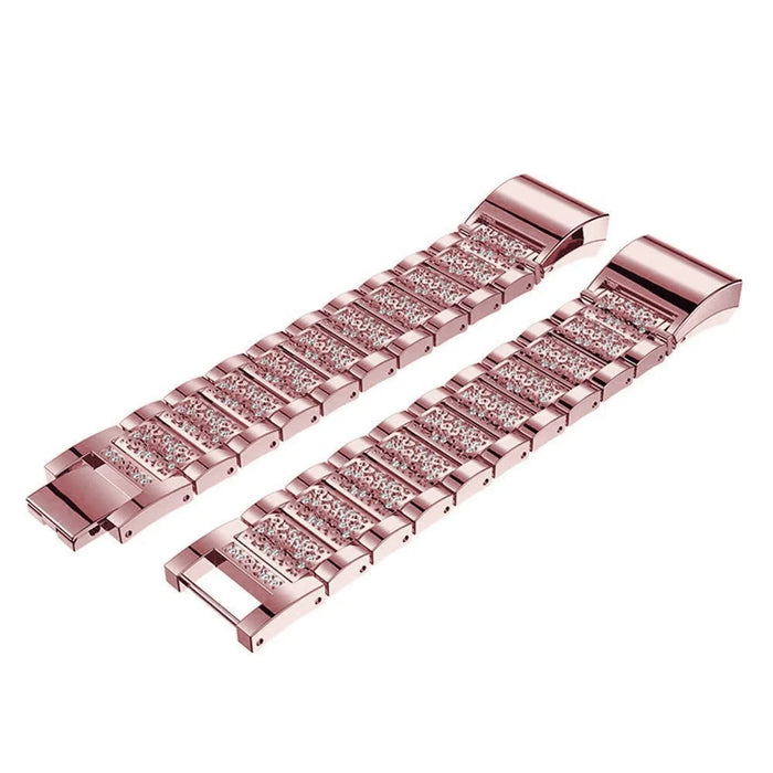 Zinc Alloy Strap Replacement Rhinestone Decor Watch for Fitbit Charge 3 / 4 - 1