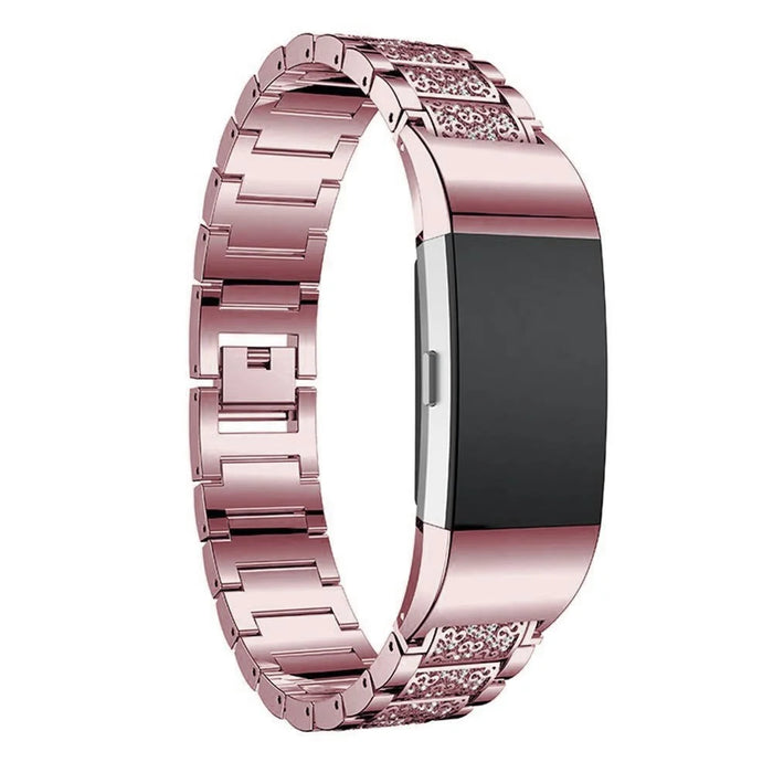 Zinc Alloy Strap Replacement Rhinestone Decor Watch for Fitbit Charge 3 / 4 - 2
