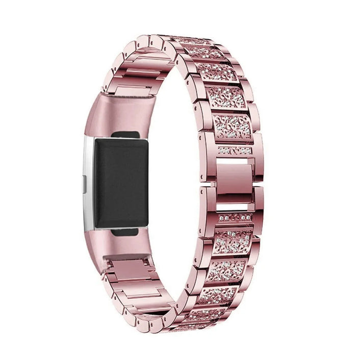 Zinc Alloy Strap Replacement Rhinestone Decor Watch for Fitbit Charge 3 / 4 - 3