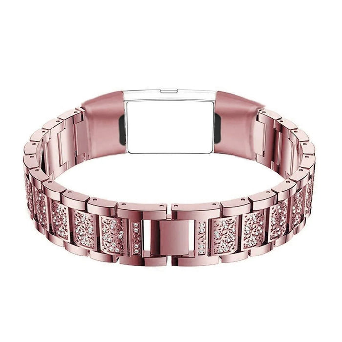 Zinc Alloy Strap Replacement Rhinestone Decor Watch for Fitbit Charge 3 / 4 - 4