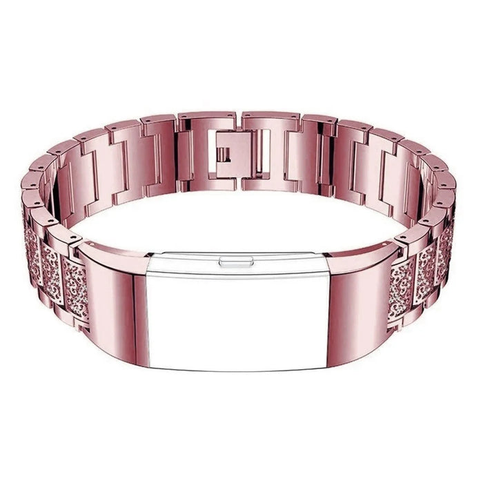 Zinc Alloy Strap Replacement Rhinestone Decor Watch for Fitbit Charge 3 / 4 - 5