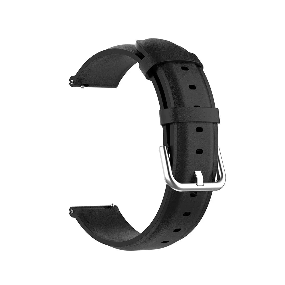 20mm Genuine Leather Smart Watch Band Replacement for Samsung Galaxy Watch Active2/Huawei Watch GT 3 42mm - Black - 1