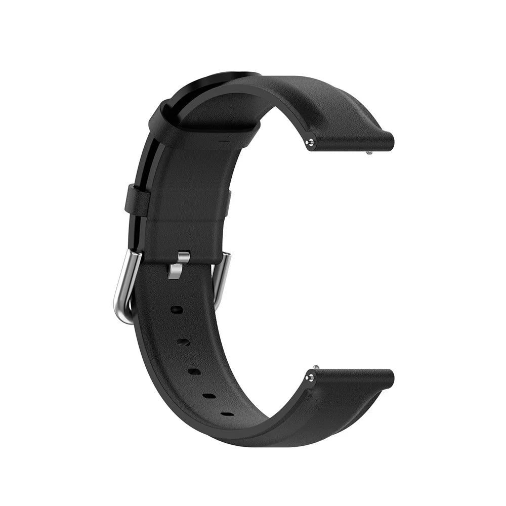 20mm Genuine Leather Smart Watch Band Replacement for Samsung Galaxy Watch Active2/Huawei Watch GT 3 42mm - Black - 4