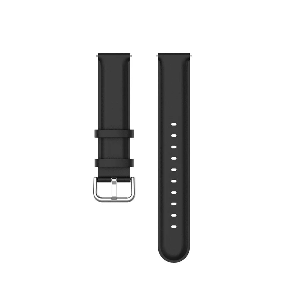 20mm Genuine Leather Smart Watch Band Replacement for Samsung Galaxy Watch Active2/Huawei Watch GT 3 42mm - Black - 5