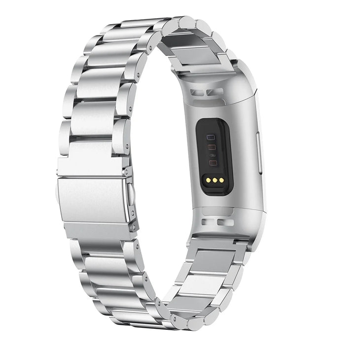 For Fitbit Charge 3/4 Stainless Steel Smart Watch Replacement Strap Wristband - Silver - 2