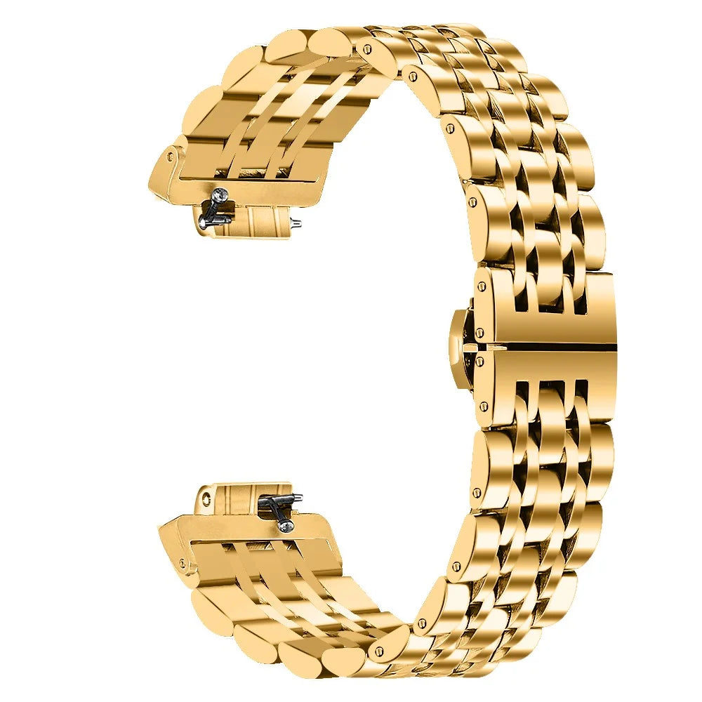 Seven beads Butterfly Buckle Stainless Steel Watch Band for Fitbit Inspire HR - Gold - 1