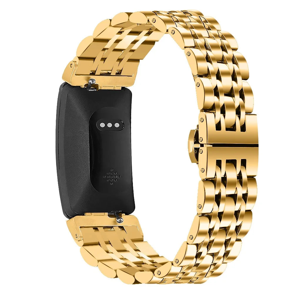 Seven beads Butterfly Buckle Stainless Steel Watch Band for Fitbit Inspire HR - Gold - 2