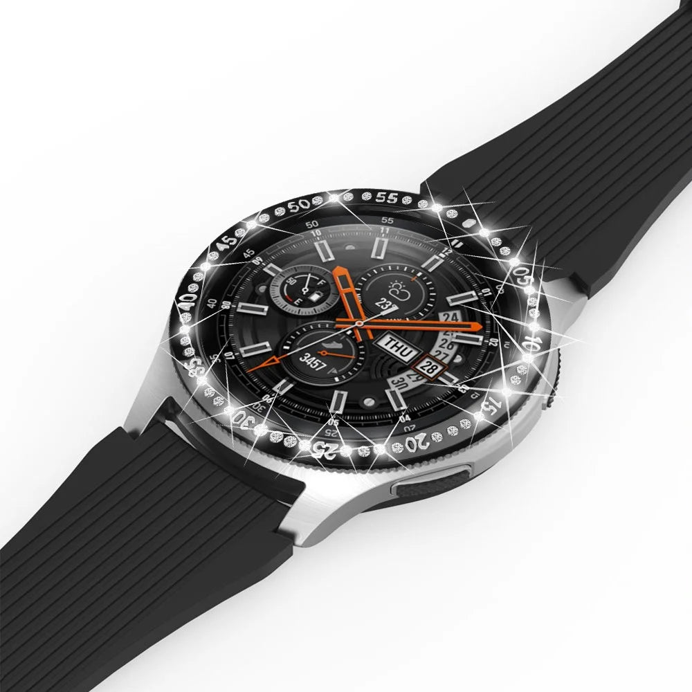 Stainless Steel Watch Bezel Ring Rhinestone Decor Index Ring for Samsung Galaxy Watch 42mm - Black - 3