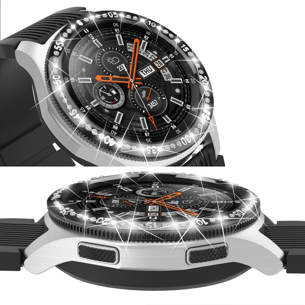 Stainless Steel Watch Bezel Ring Rhinestone Decor Index Ring for Samsung Galaxy Watch 42mm - Black - 4